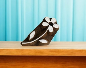 Grass Flower, met de hand gesneden Indiaas houten drukblok; textielstempel; aardewerk stempel,