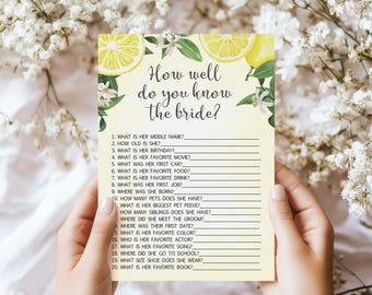 Lemon Bridal Shower Game: How Well Do You Know The Bride (Printable)
