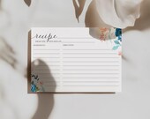 Rustic Floral Recipe Card Printable: Peach & Navy Bridal Shower (Digital Download)