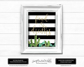 Cactus Food & Drinks Sign: Southwestern Party Decor (Digital File)