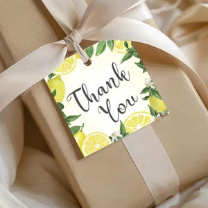 Lemon Thank You Favor Tags: Rustic Bridal Shower, Wedding (PDF & JPEG Digital Download)