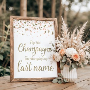 Blush Pink & Gold Bridal Shower Sign: Champagne Confetti (Digital Download 8x10 JPEG File)