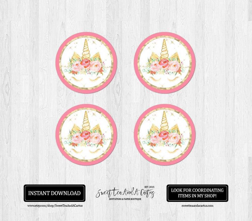Unicorn Cupcake Toppers Girls Birthday Party Printable Unicorn Cupcake Toppers Girls Birthday Party Printable