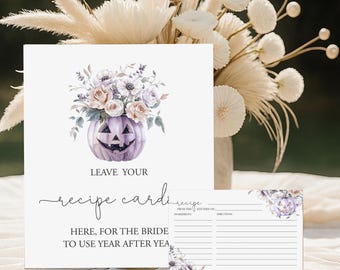 Pumpkin Bridal Shower Recipe Card Set: Fall Halloween Theme (Digital Download)