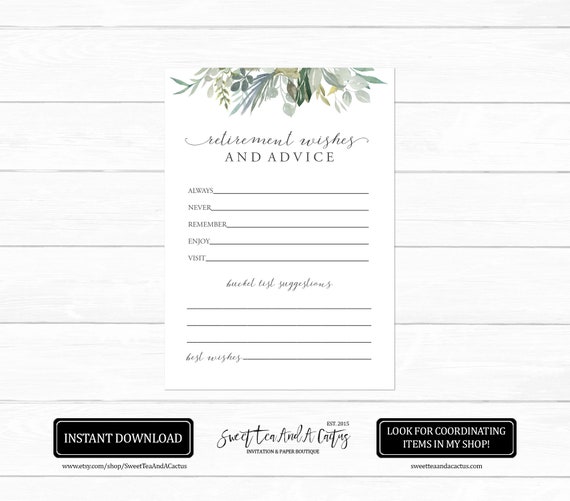 Retirement Wishes and Bucket List Card Printable Digital | Etsy