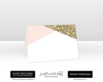 Tabelle Zelt Karte druckbare Blush rosa und Gold elegante schicke Boho Bling sofortiger Download digitale Datei Buffet Name Karte Hochzeit Dusche Braut