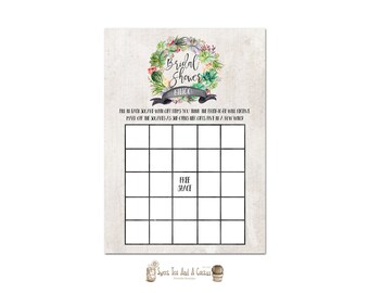 Brautparty Bingo Spiel: Rustikales Blumen Design (Digitaler Download)