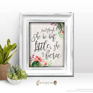 Impresión de pared para guardería con diseño de cactus, pequeño pero feroz, decoración para niñas, arte para bebés, estilo suroeste, bohemio, floral, suculento, rústico, imprimible, archivo digital para niña