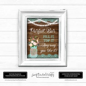 Rustic Barn Parfait Bar Sign - Instant Download Digital File - Not Editable - Farmhouse Wood Mason Jar Floral - Bridal Shower Wedding Baby