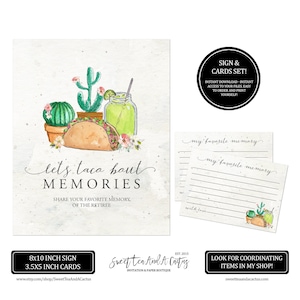 Retirement Party Favorite Memories Sign and Card Set - Tacos and Margaritas Fiesta Party Decor - Share a Memory - Download