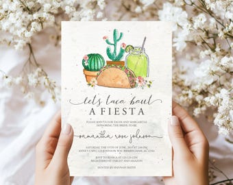 Fiesta Bridal Shower Invitation: Taco & Margarita Theme (Digital File or Prints)