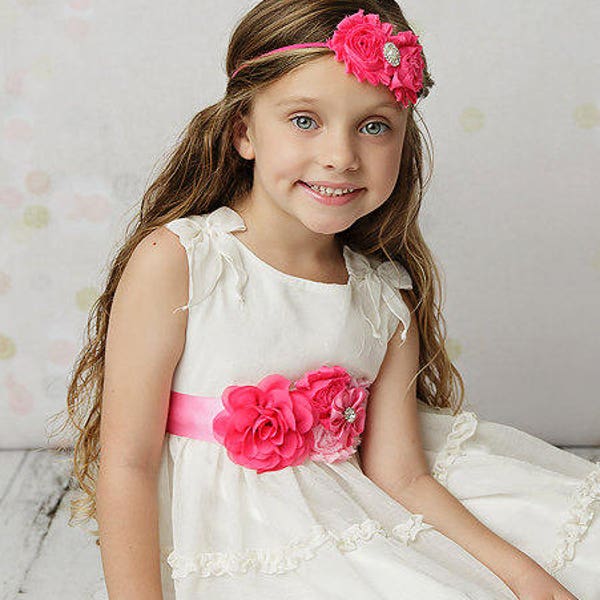 BIG SALE Pink Maternity sash, Pink Flower Girl Sash, its a girl sash, Pregnancy sash, mom to be sash, Pink Flower sash, baby bump sash