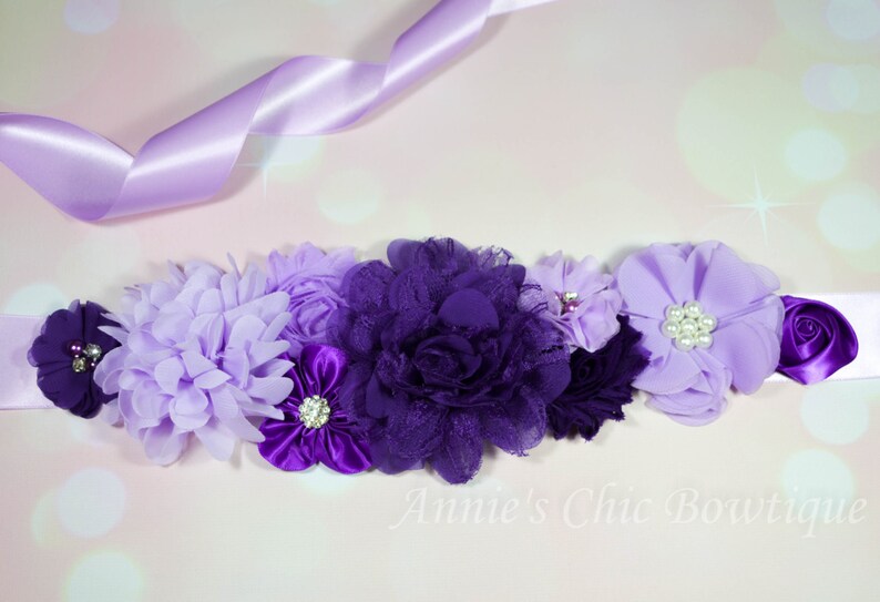 Lavender Maternity sash, Baby Shower Sash, Its a girl sash, Maternity Sash, gender reveal sash, Pregnancy sash, Mom to be sash, Purple Belt image 2