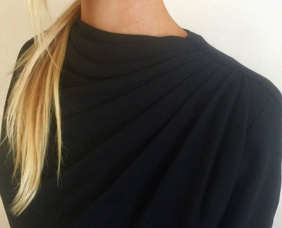 1950s 1940s Ruched Shoulder Funeral Dress