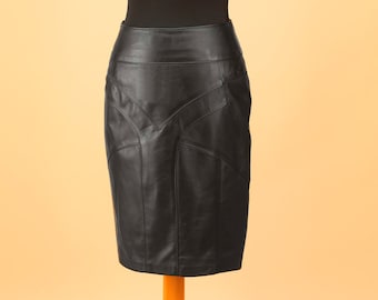 Black women leather skirt