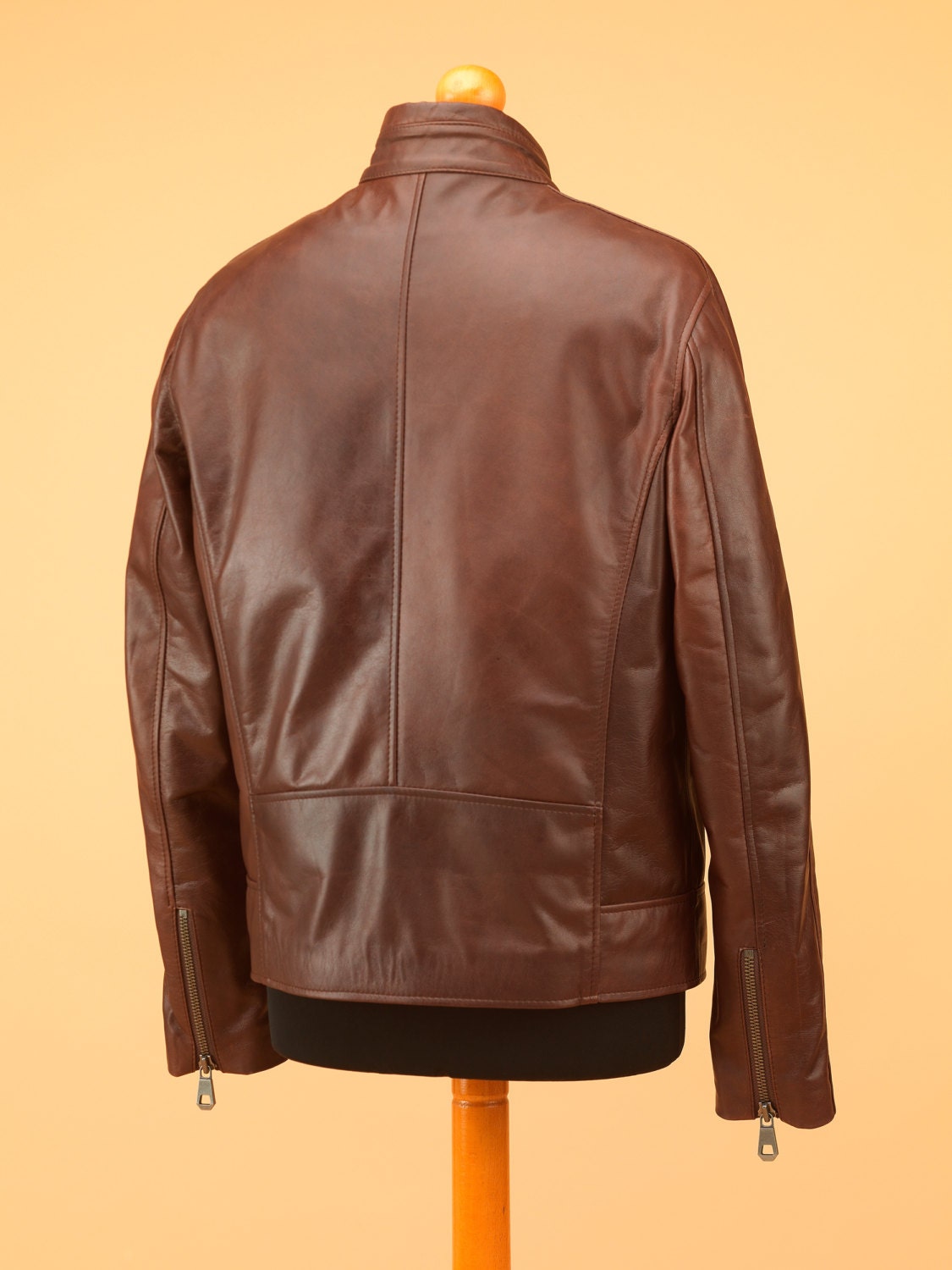 Brown Men Leather Jacket With Thick Zippers - Etsy Brown Men Leather Jacket With Thick Zippers - Etsy