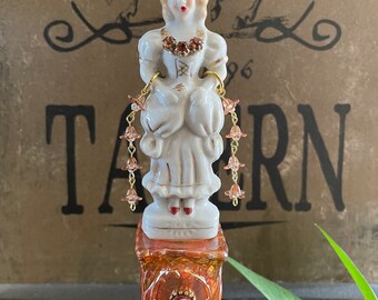 Vintage Glass Houseplant Miniature Garden Totems/Plant Stakes....Orange Lady