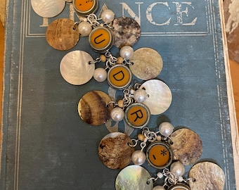 No. 119 Typewriter Key Charm Beaded Bracelet