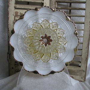 Vintage Glass Dish Plate Garden Flower....Walking on Sunshine