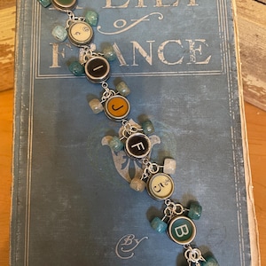 No. 111 Typewriter Key Charm Beaded Bracelet