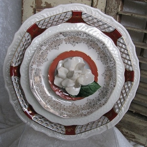 Vintage Glass Dish Plate Garden Flower....Do You Believe In Love