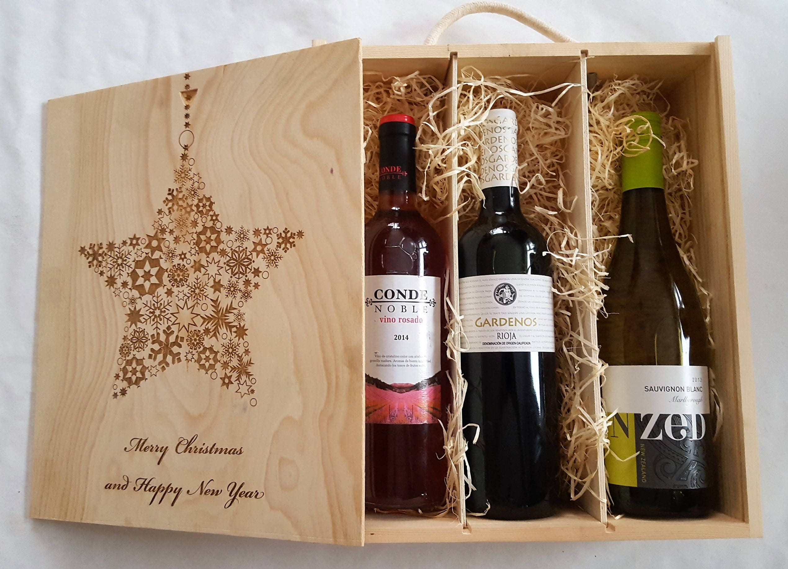 Personalised Wooden three bottle Wine Box Christmas Wine Box Etsy