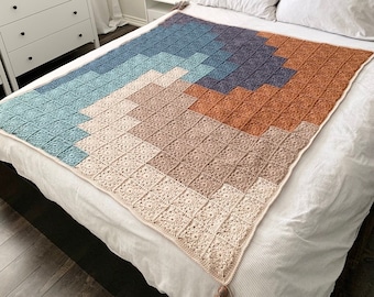 PATTERN | Autumn Swirl Blanket Pattern | Crochet Granny Square Blanket | Starburst Granny Square | Graphgan | Sprial | DIGITAL DOWNLOAD