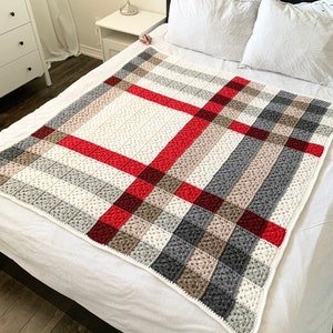 PATTERN | Winter Plaid Blanket Pattern | Crochet Granny Square Blanket | Jayg Braided Granny Square | Graphgan | Tartan | DIGITAL DOWNLOAD