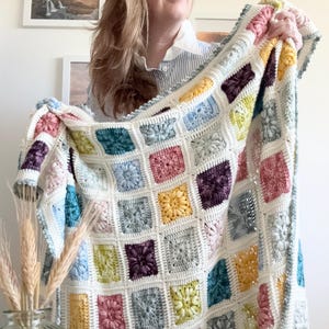 CROCHET PATTERN & VIDEO | Astrid Patchwork Blanket, Swish Tonals x NautiKrall Collab with Knit Picks/WeCrochet, Granny Squares, Seaside