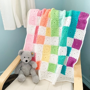 PATTERN | Aurora Rainbow Baby Blanket Pattern | Crochet Granny Square Blanket | Starburst Granny Square | DIGITAL DOWNLOAD