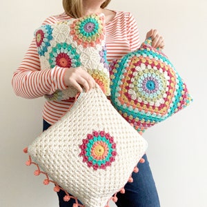 PATRÓN / Paquete de patrones de almohadas Boho Sunburst / Crochet Grandma Square / Almohadas Sunburst Grandma Square / DESCARGA DIGITAL