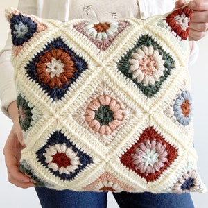 PATTERN Astrid Pillow Pattern Crochet Granny Square Puff Stitch Granny Square Pillow Crochet Flower DIGITAL DOWNLOAD image 3