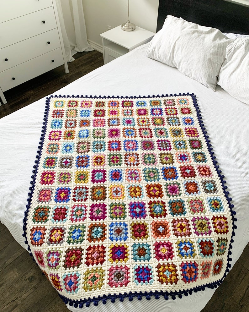 PATTERN Dockside Squares Throw A Traditional Crochet Granny Square Blanket Cozy Hygge Cottage DIGITAL DOWNLOAD image 7