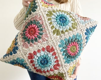 MOTIF | Motif d'oreiller Hygge Burst | Carré grand-mère au crochet | Grand-mère carrée Sunburst | TÉLÉCHARGEMENT NUMÉRIQUE