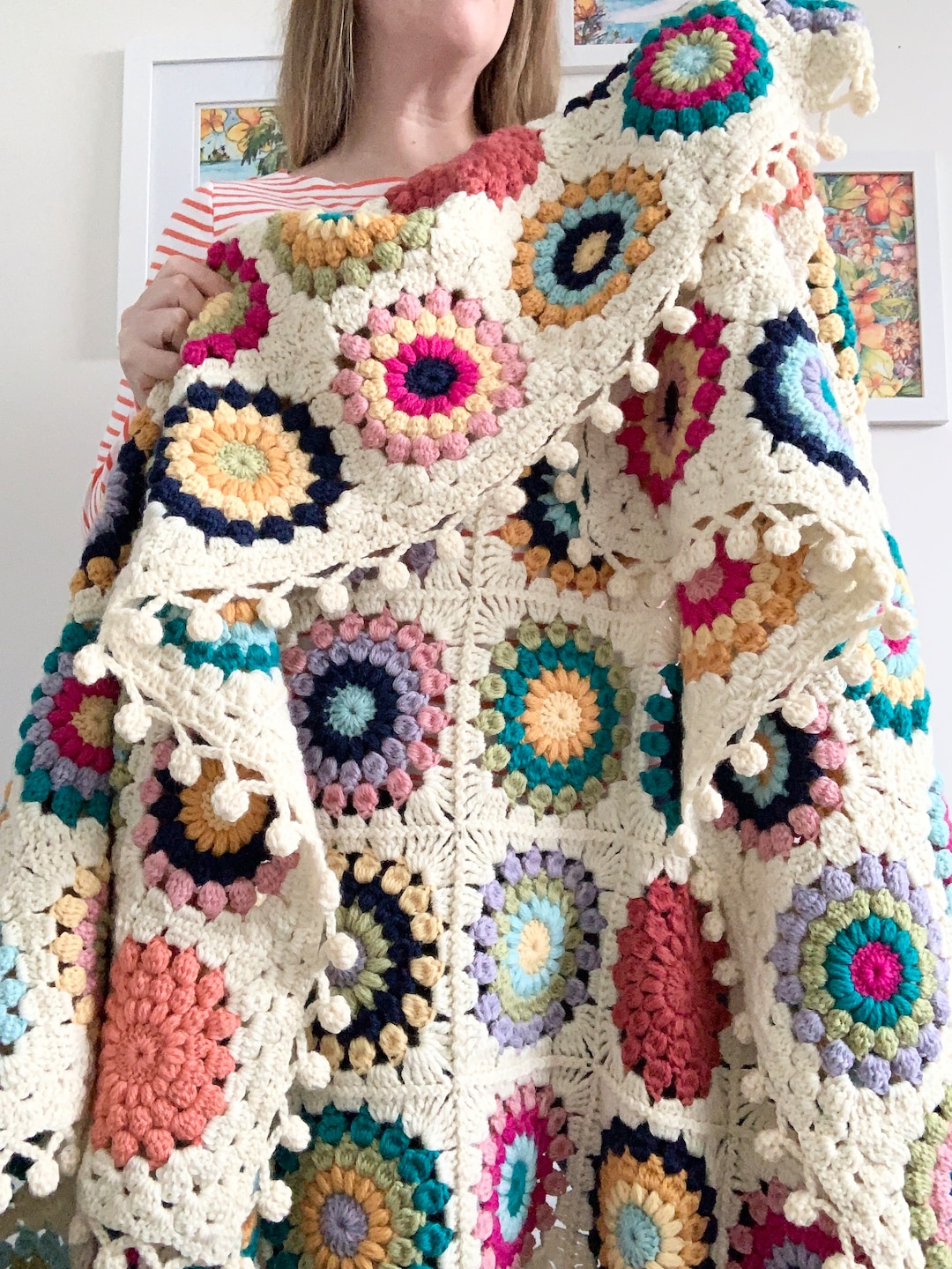 Bias Granny Temperature Blanket - free crochet granny square afghan pattern  - TL Yarn Crafts