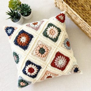 PATTERN Astrid Pillow Pattern Crochet Granny Square Puff Stitch Granny Square Pillow Crochet Flower DIGITAL DOWNLOAD image 2