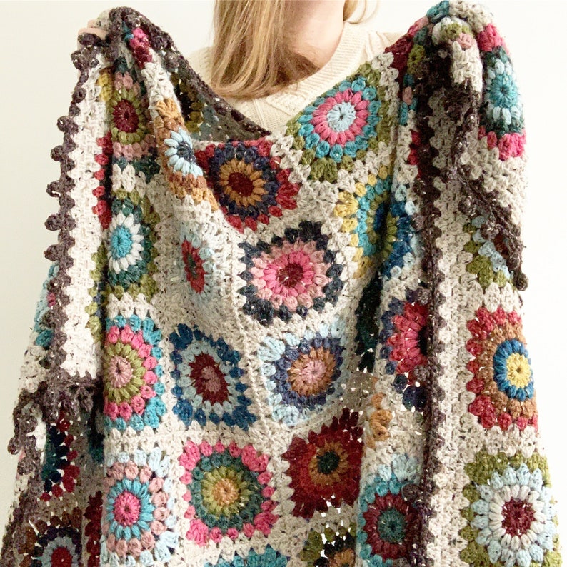 PATTERN Hygge Burst Blanket Crochet Granny Square Blanket Sunburst Granny Square DIGITAL DOWNLOAD image 1