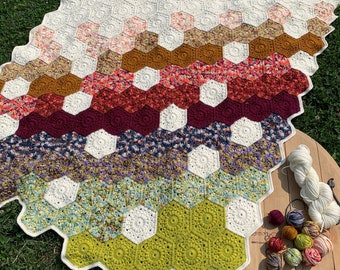 PATTERN | Summer Fade Hexie Blanket | Crochet Sunburst Hexagon Blanket | Cottage Core | Beach Boho | Rainbow Fade | DIGITAL DOWNLOAD