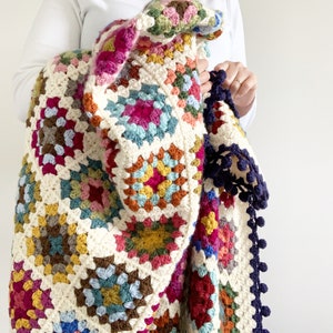 PATTERN Dockside Squares Throw A Traditional Crochet Granny Square Blanket Cozy Hygge Cottage DIGITAL DOWNLOAD image 3