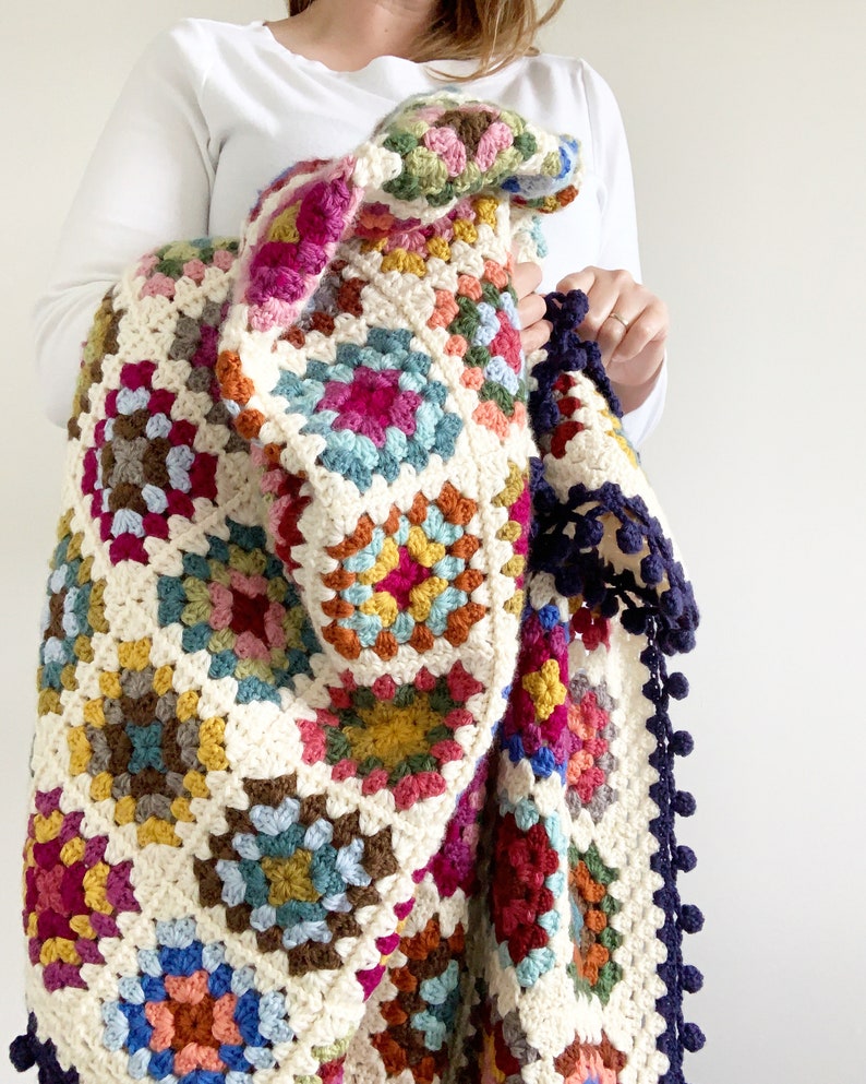 PATTERN Dockside Squares Throw A Traditional Crochet Granny Square Blanket Cozy Hygge Cottage DIGITAL DOWNLOAD image 3