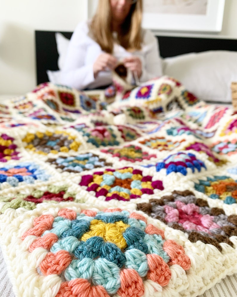 PATTERN Dockside Squares Throw A Traditional Crochet Granny Square Blanket Cozy Hygge Cottage DIGITAL DOWNLOAD image 8