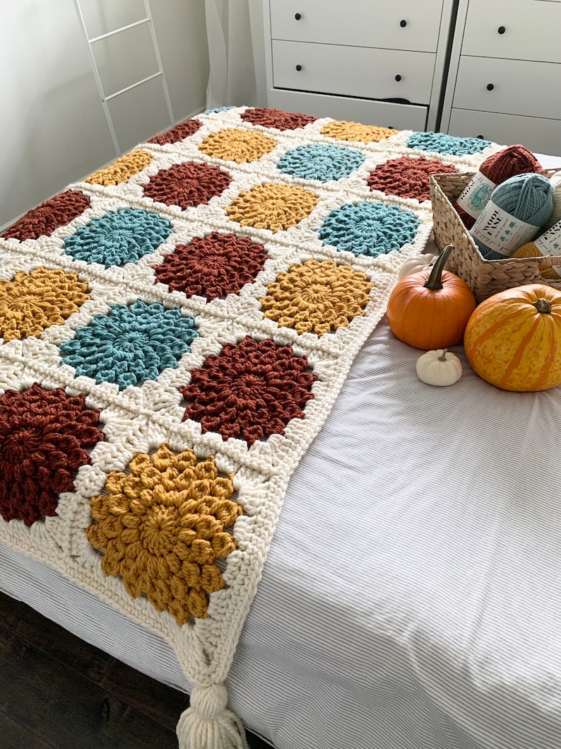 PATTERN Special Edition Autumn, Christmas & Halloween Island Time Blanket Crochet Sunburst Granny Square Chunky DIGITAL DOWNLOAD image 2