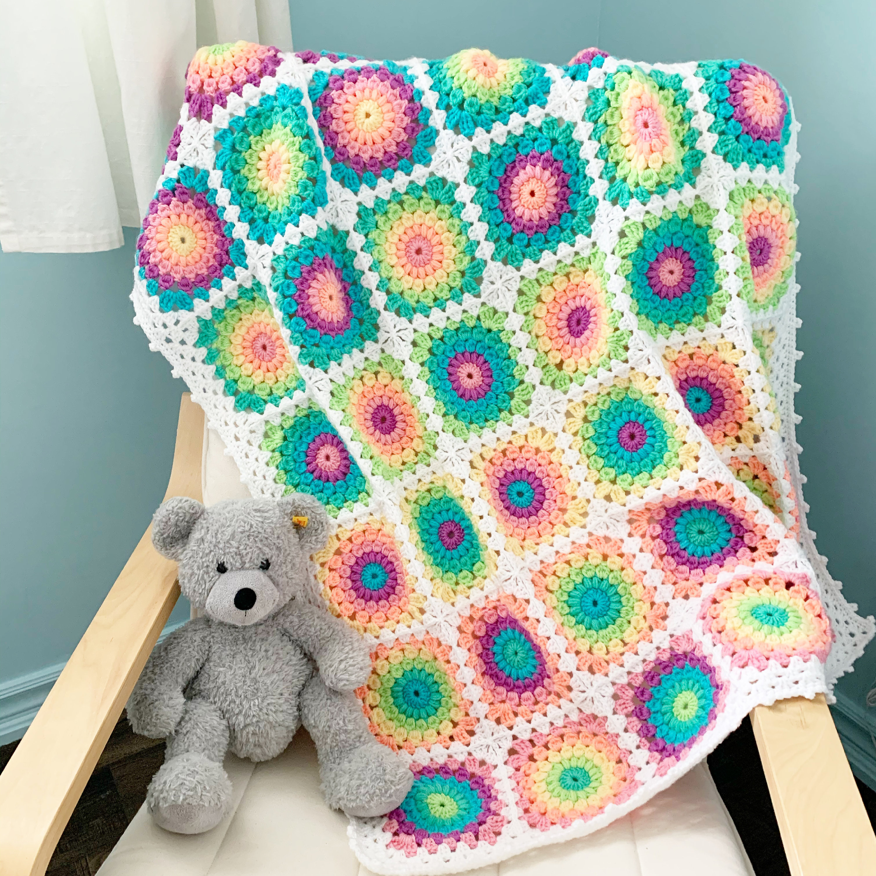 PATTERN Rainbow Baby Burst Blanket Pattern Crochet Granny Square Blanket Sunburst Blanket Pattern Danish Pastels DIGITAL DOWNLOAD Etsy Canada
