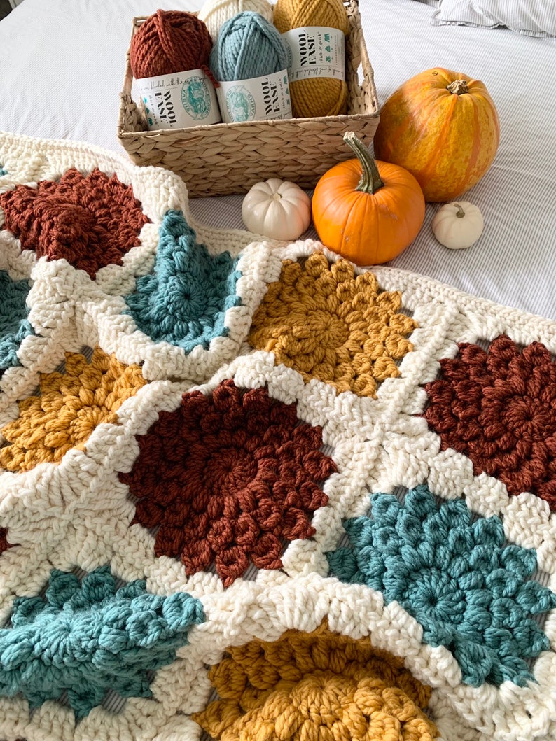 PATTERN Special Edition Autumn, Christmas & Halloween Island Time Blanket Crochet Sunburst Granny Square Chunky DIGITAL DOWNLOAD image 4