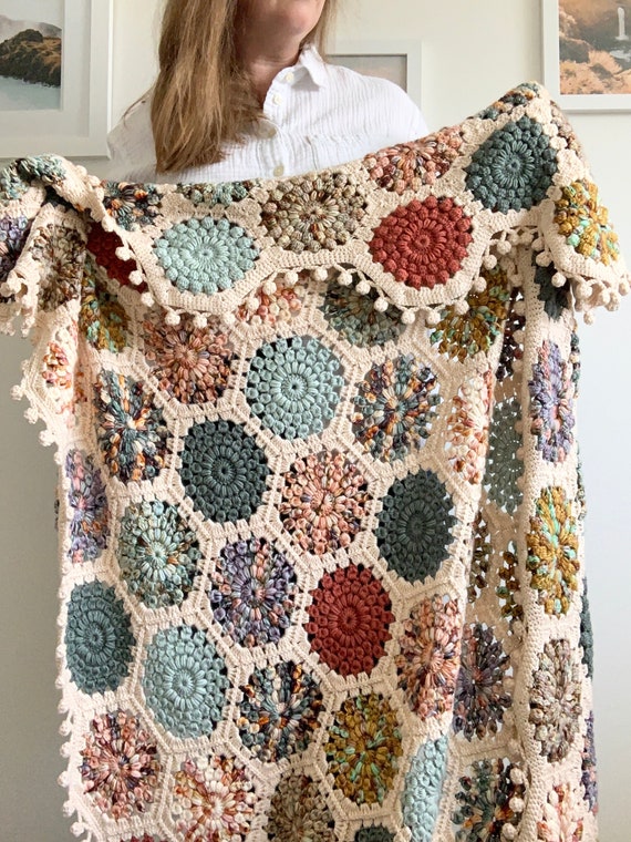 六角形 パッチワーク の ブランケット 六角形 パッチワーク の ブランケット