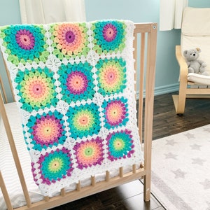 PATTERN Rainbow Baby Burst Blanket Pattern Crochet Granny Square Blanket Sunburst Blanket Pattern Danish Pastels DIGITAL DOWNLOAD image 9