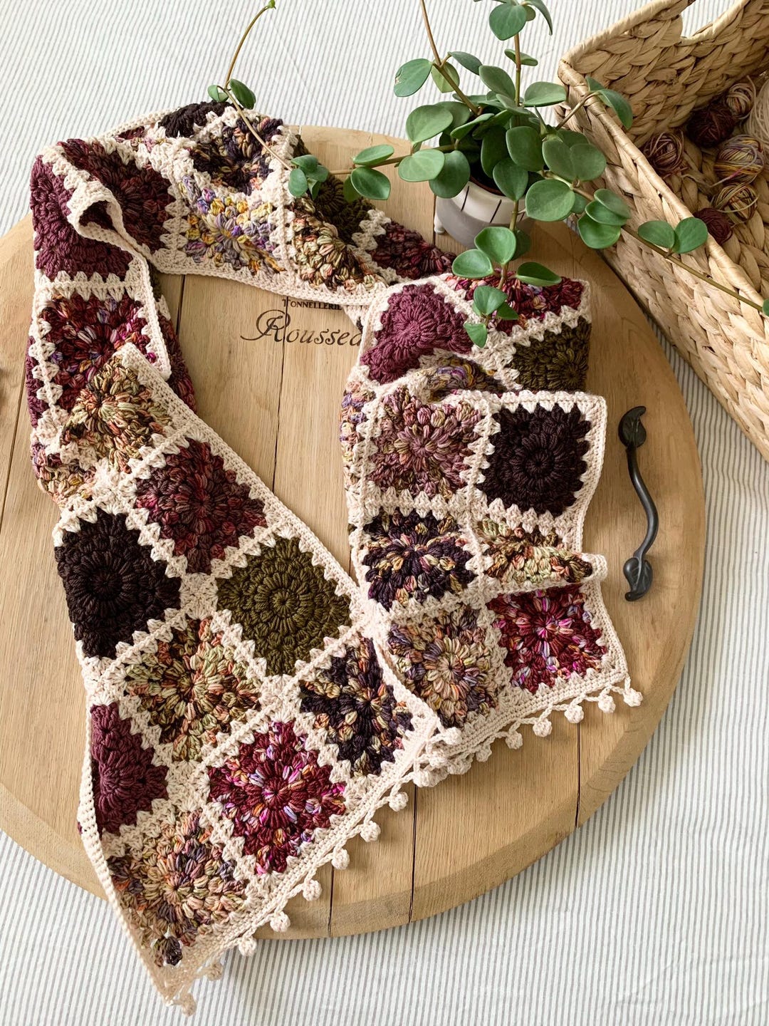 PATTERN Hygge Burst Scarf X Rosé Collection by Hue Loco Yarn Crochet Granny Square Scarf Sunburst Granny Square DIGITAL DOWNLOAD