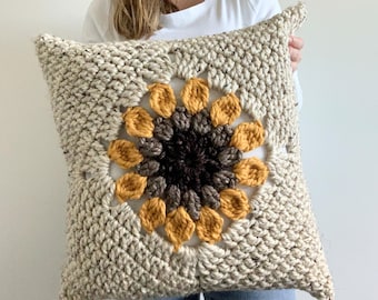 PATTERN | Special Edition Basic Sunflower Pillow Pattern | Crochet Granny Square | Easy Beginner Friendly | Home Decor | DIGITAL DOWNLOAD