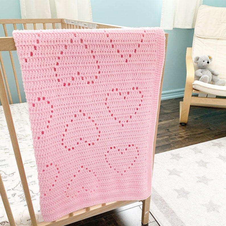 Crochet Hearts Baby Blanket Filet Crochet Love Blanket Etsy