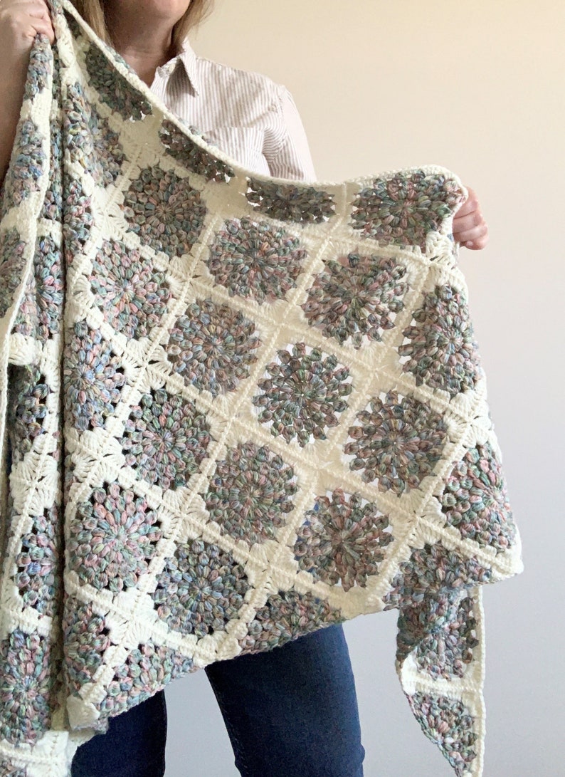 PATTERN Island Time Shawl Pattern Crochet Sunburst Granny Square Granny Triangle Scarf Boho Wrap Design DIGITAL DOWNLOAD image 5